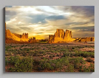 Arches National Park Utah Sunset - Lienzo grande mate, impresión fotográfica, listo para colgar, arte de pared