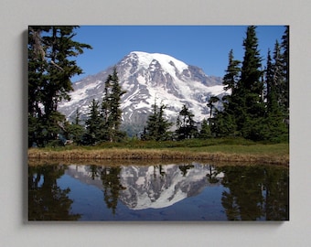 Mount Rainier Matte Canvas Photo Print Alpine Lake Wilderness Mt Rainier National Park Large Scenic Landscape Print Ready To Hang Wall Art
