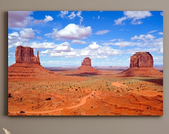 Impresión fotográfica de lienzo mate de Monument Valley, impresión de paisaje escénico grande, impresión de paisaje escénico de Arizona, impresión lista para colgar