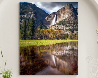 Impresión fotográfica en lienzo mate grande de las cataratas de Yosemite, impresión fotográfica en lienzo del Parque Nacional de Yosemite