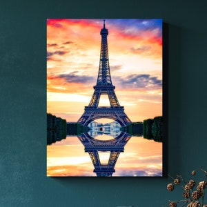 Eiffel Tower Canvas Photo Print Paris France Large Matte Canvas Print Ready To Hang Paris Wall Art