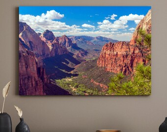 Zion National Park Observation Point Large Matte Canvas Photo Print Scenic Utah Canvas Wall Art Ready To Hang Print