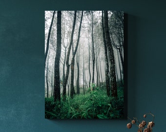 Forest Pine Trees Fog Large Matte Canvas Photo Print Wilderness Wall Art