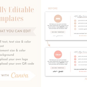 Editable Modern Business Thank You Card Canva Template Insert Packaging ...