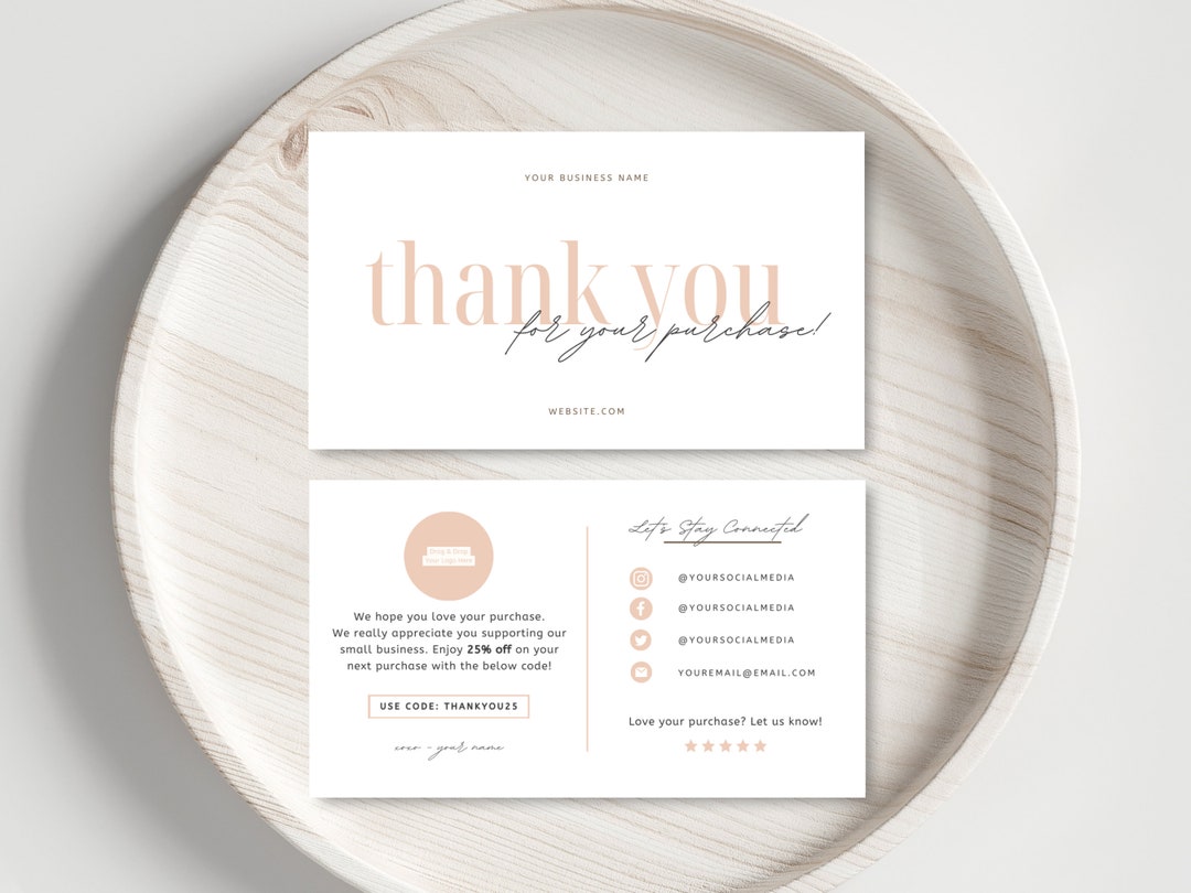 Editable Modern Business Thank You Card Canva Template Insert Packaging ...