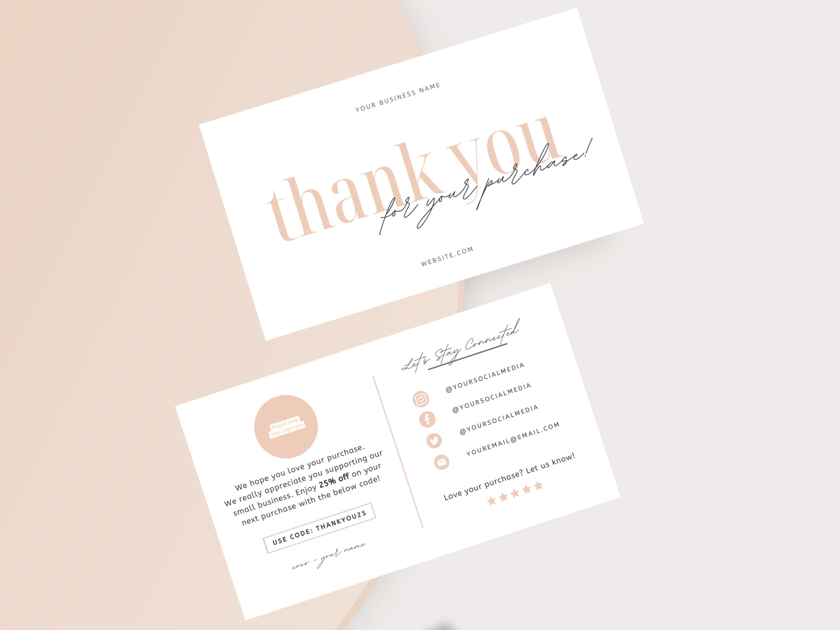 Editable Modern Business Thank You Card Canva Template Insert Packaging ...