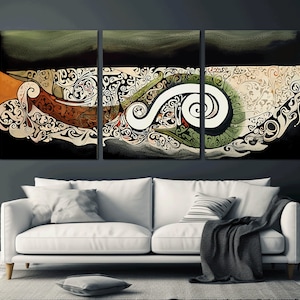 Maori Abstract Trio: Three Panel Art and Portrait Prints in Watercolor, Inspired by Maori Artist Buck Nin
