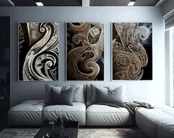 Mystic Maori Trio: Three Panel Art & Portrait Prints