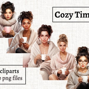 Clipart tempo accogliente, clipart meteo maglione, illustrazione del tempo autunnale, PNG cura di sé, grafica donna autunno, inverno accogliente, clipart autunno accogliente