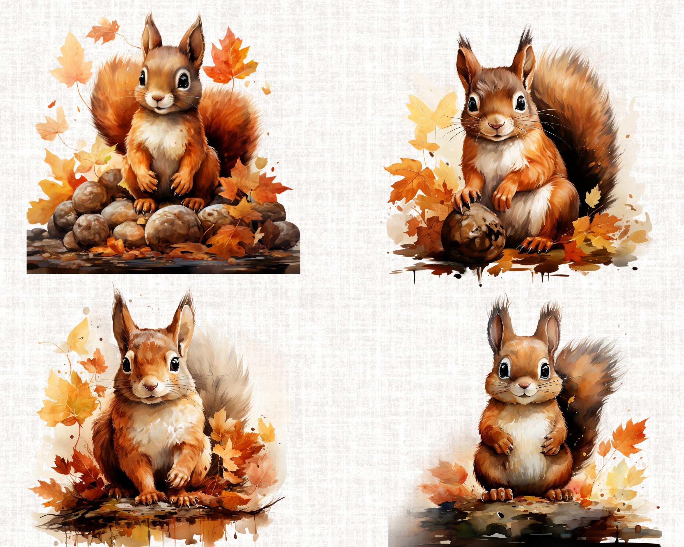 Autumn Squirrel Clipart Cute Squirrel Images Watercolor - Etsy