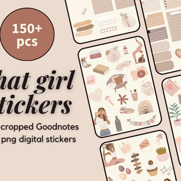 That Girl Digital Stickers, That Girl Aesthetic Stickers for Goodnotes, Precropped Self Care Stickers, Digital Planner Stickers, iPad sticke
