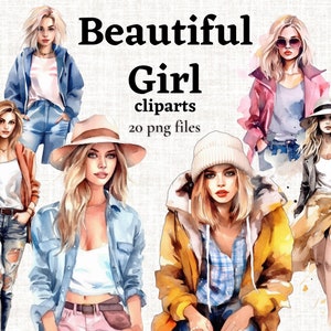 Clipart di belle ragazze, PNG di bella donna, PNG di ragazza bionda, Clipart di donna bianca, Immagine di ragazza di moda, Illustrazione di ragazza casual, Ragazza chic