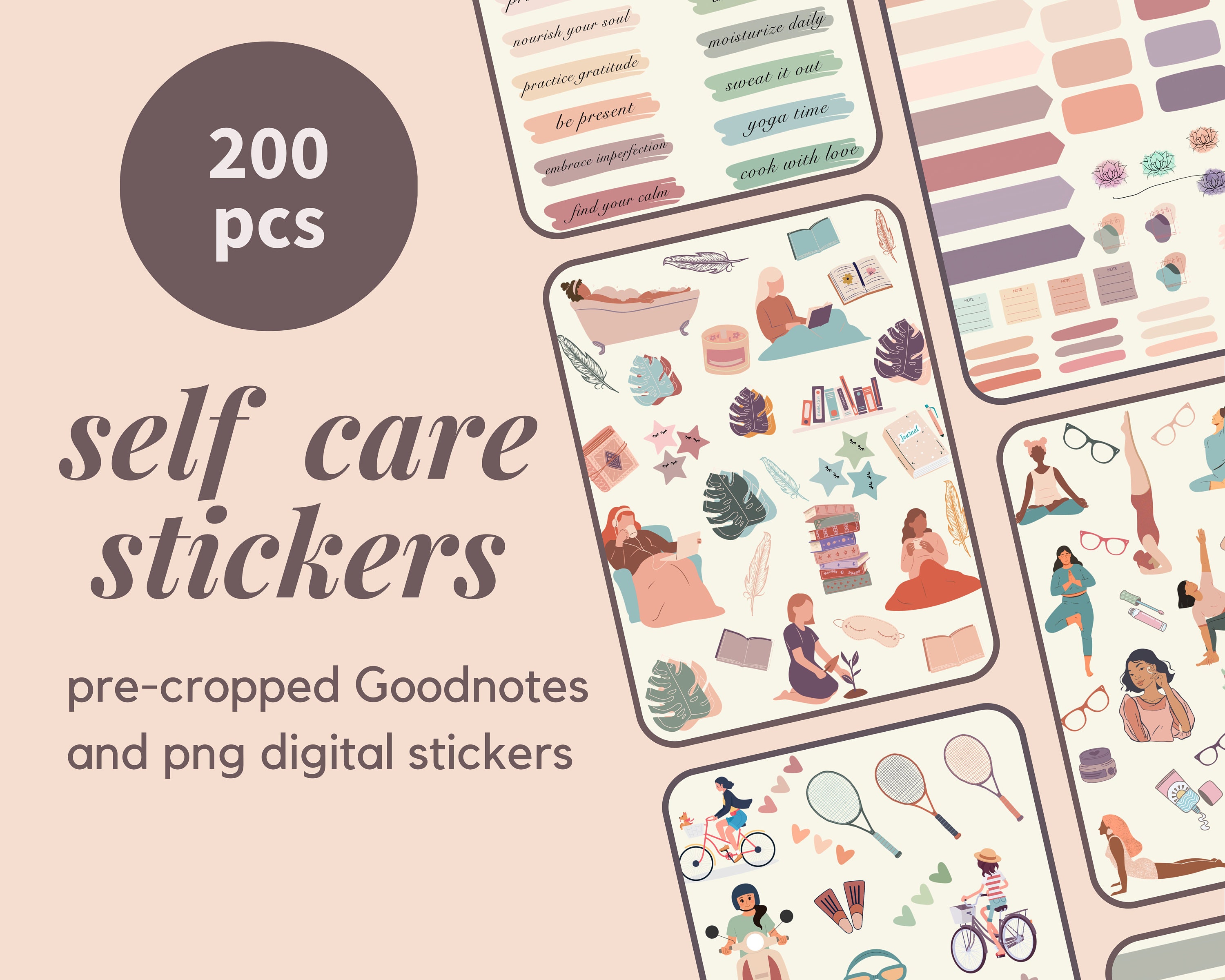 108 Pcs Boho Inspirational Stickers, Water Bottles Laptop Scrapbook  Aesthetic Motivational Stickers, Vinyl Positive Kindness Stickers for  Adults Kids