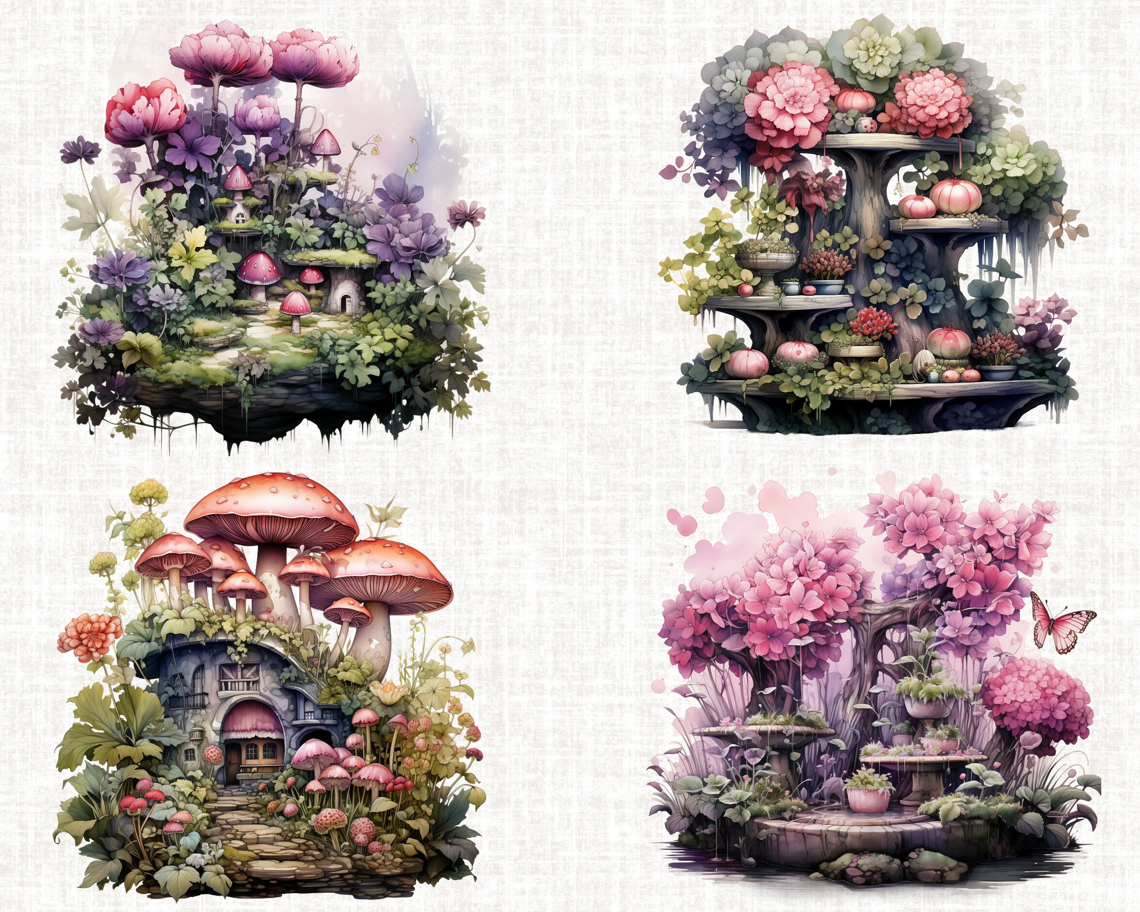 Fairy Garden Clipart Bundle Watercolor Fairy Garden PNG - Etsy