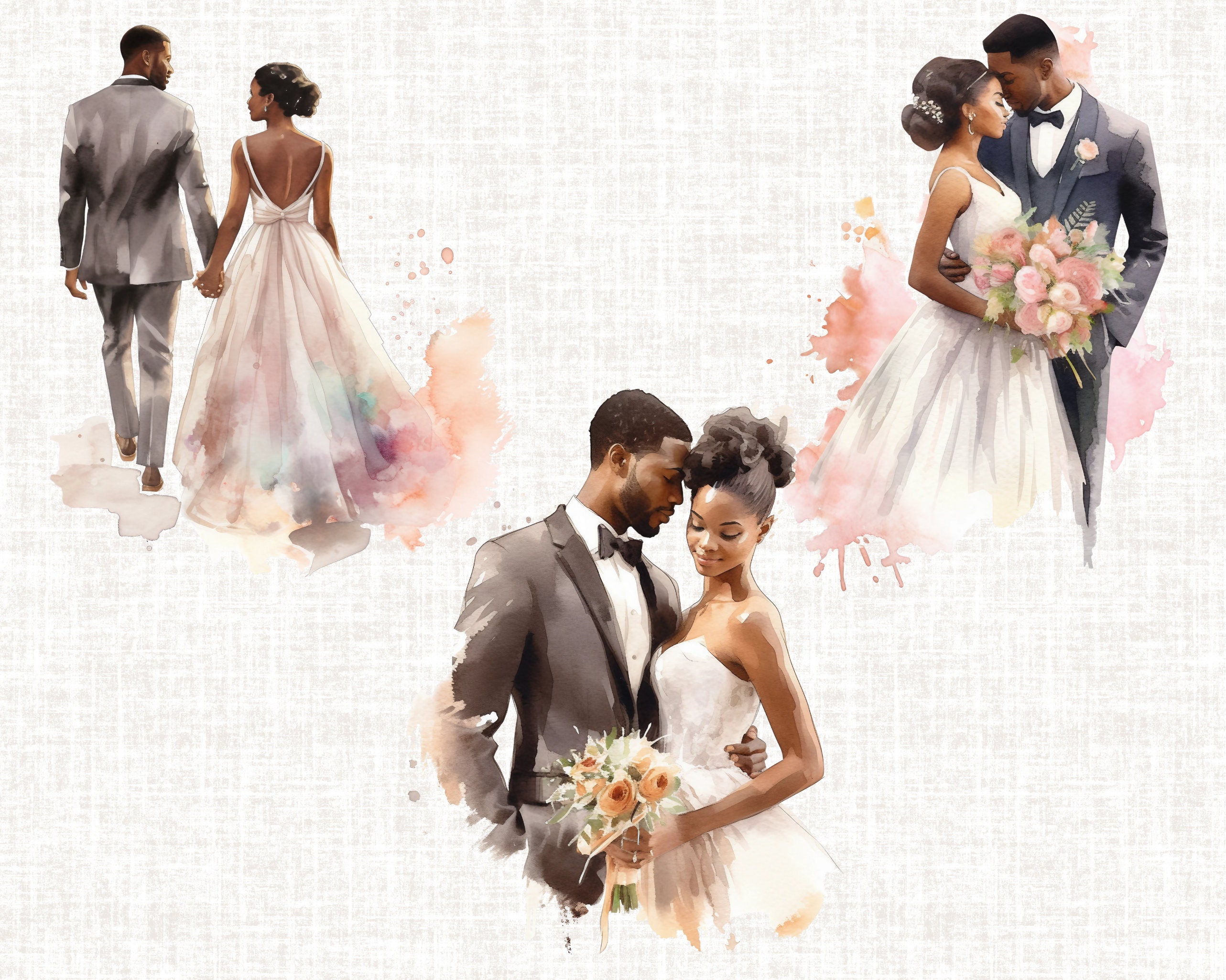 Wedding Clipart Bride and Groom Clipart African American - Etsy