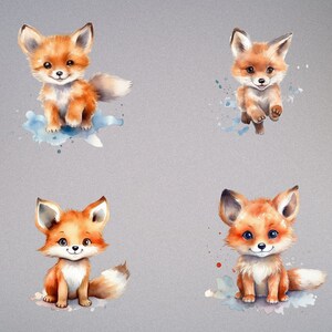 Baby Fox Clipart Bundle, Watercolor Fox Illustration, Cute Woodland ...