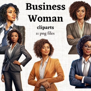 Business Woman Clipart, Black Girl Boss Clipart, Black Woman Clipart, African American Boss Graphics, Female Boss Illustration, Commercial