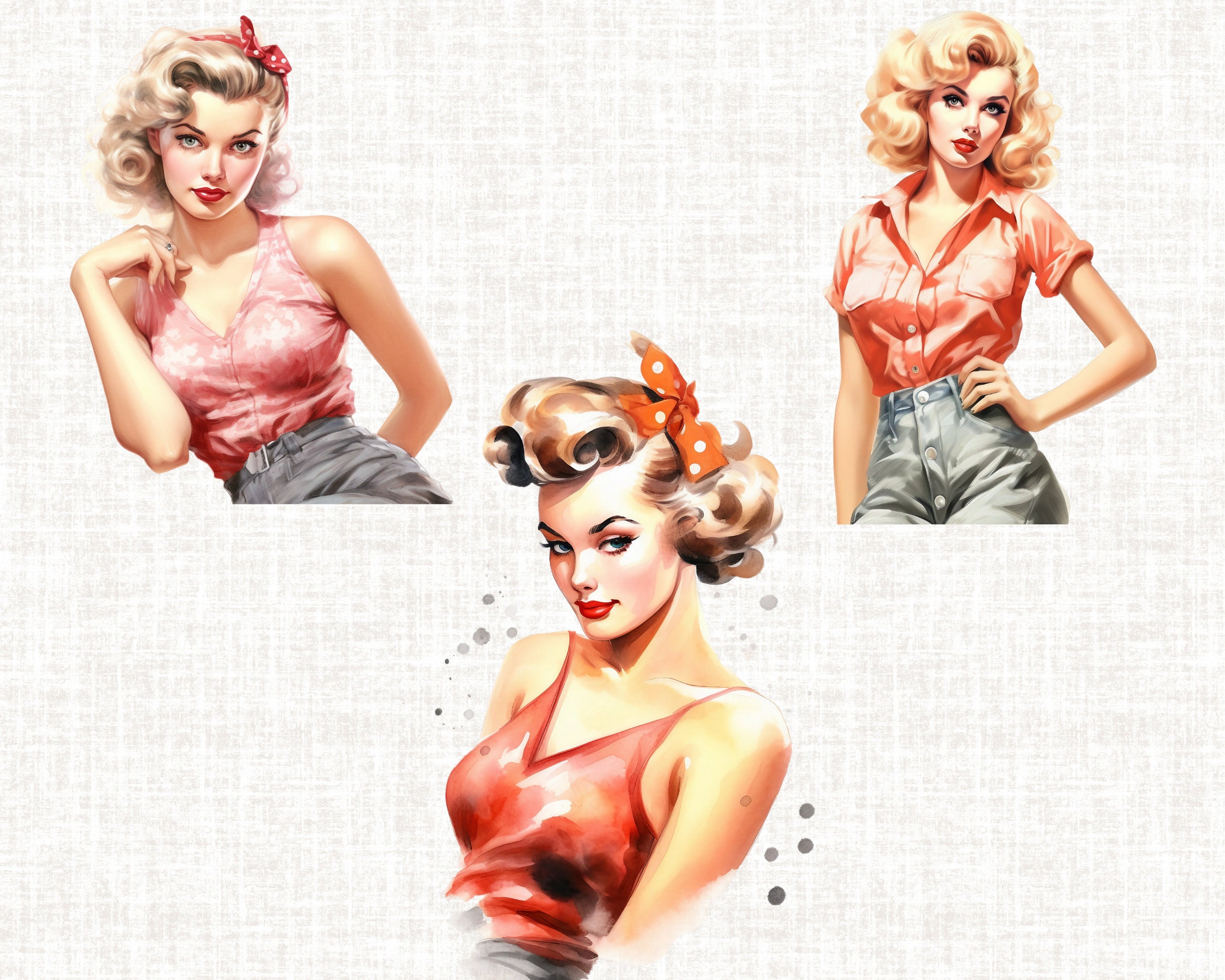 Pin up Girls Clipart Retro Pin up Girl PNG Retro Clipart - Etsy