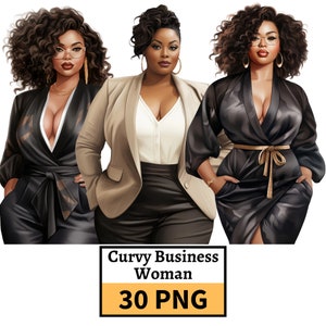 Kurvige Geschäftsfrau Mädchen Clipart, kurvige Schönheit Clipart, afroamerikanische Frau PNG, Frauen der Farbe Illustrationen, schwarze Frau Clip art PNG