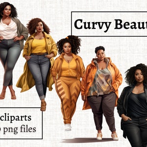 Black Girl Clipart, Curvy Girl Clipart, Black Woman Plus Size