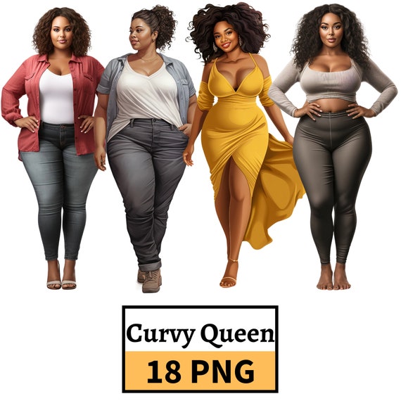 Curvy Girl Clipart, Curvy Beauty Clipart, African American Woman