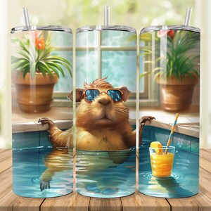 Capybara Tumbler Wrap, Funny Capybara Tumbler Design 3d Sublimation Design PNG 20oz Skinny Tumbler Straight Full Wrap Instant Download