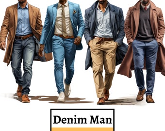 Handsome Men Clipart, Fashion Men Clipart, African American Men PNG, Fashion Card Making, Male Model Clipart, Commercial Use, Transparent