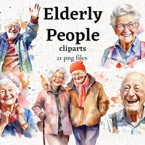 Ältere Menschen Clipart, Oma Illustration, Oma Clipart, Opa Clipart, PNG für ältere Menschen, Grafiken für Großelterntag, PNG für alte Menschen