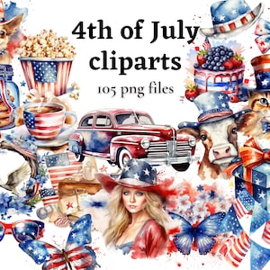 Bundle de cliparts 4 juillet, clipart patriotique, clipart américain, clipart quatrième juillet, 4 juillet PNG, PNG patriotique, utilisation commerciale PNG