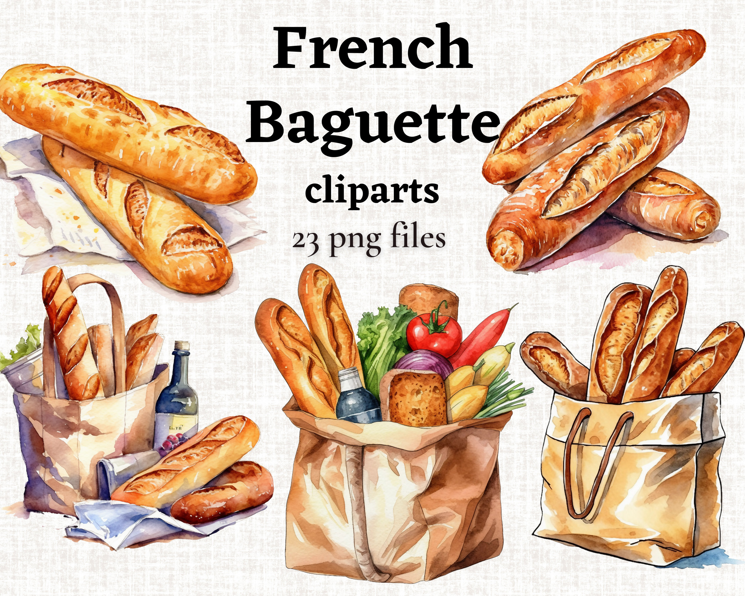 French Baguette Clipart, Bread Clipart Bundle, Bakery Illustrations, Bakery  Graphics for Commercial Use, French Bread Images Png, Food Image - Etsy
