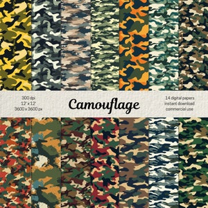 Military Camouflage Digital Papers Military Seamless Pattern Camouflage Background Bundle for Paper Crafts, Junk Journaling, Scrapbooking