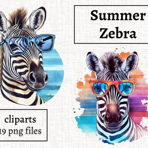 Rainbow Zebra clip art, colorful zebra watercolor JPG, African animals  animals clip art, cute watercolor animals JPG