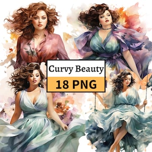 Kurvige Mädchen Clipart, Kurvige Schönheit Clipart, Mode Mädchenpower, verschiedene Illustrationen, Selbstliebe Clipart Bundle, weibliche Empowerment Grafiken