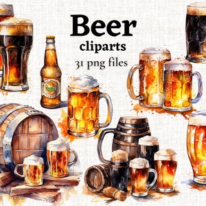 Imágenes prediseñadas de cerveza de acuarela, imágenes prediseñadas de cerveza fría, imágenes de cervecería, pinta de cerveza, imágenes prediseñadas de fiesta de verano, imágenes prediseñadas de trigo y lúpulo, uso comercial, temática de cerveza