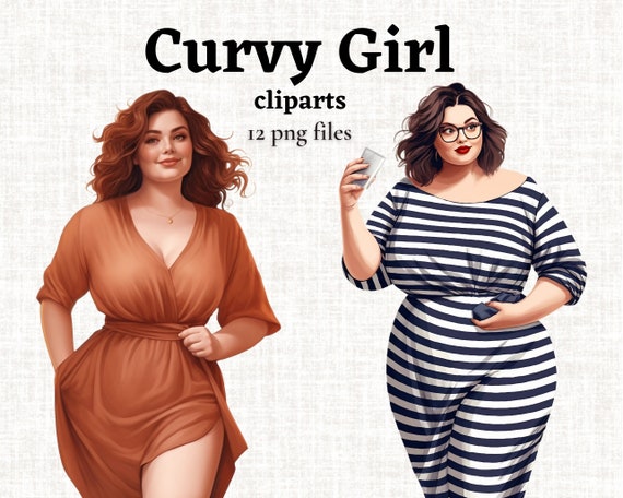Curvy Girl Clipart, Fashion Girl PNG, Plus Size Girl Image, Plus
