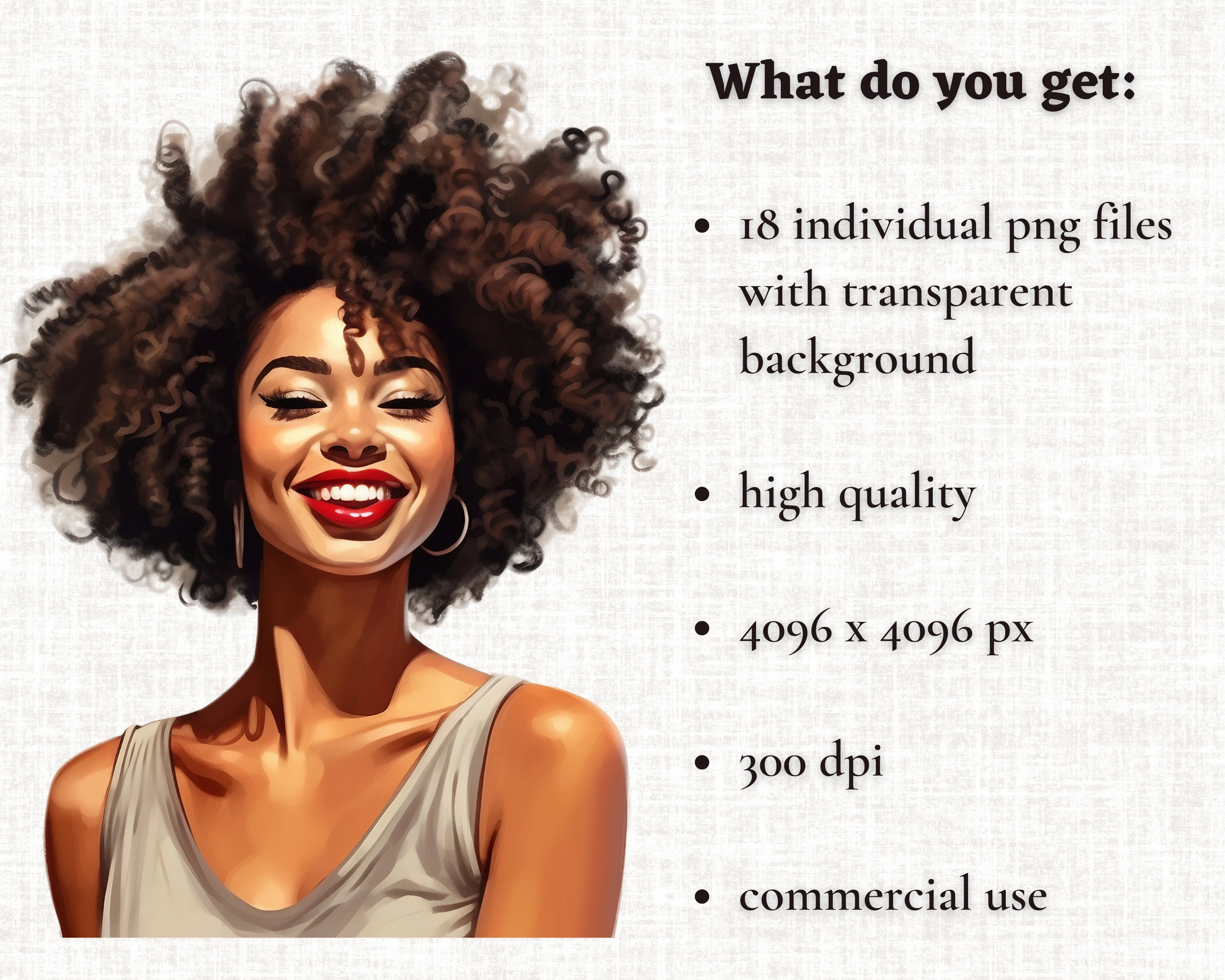 Afro Girl Clipart Afro Hair Clipart Black Girl Clipart Etsy