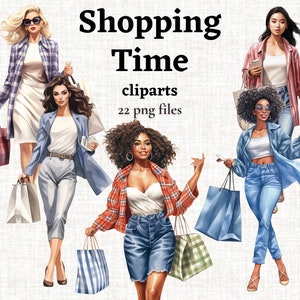 Shopping Girl Clipart, Shopping Lady Graphics, Shopping Clipart, Girl with Shopping Bags CLipart, Fashion Girl Clipart, Fashion Girl PNG