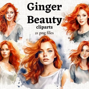 Clipart de beleza de gengibre, clipart de menina de gengibre, PNG de menina de cabelo vermelho, PNG de mulher de cabelo vermelho, mulher de gengibre, clipart de mulher bonita, gráficos de mulher