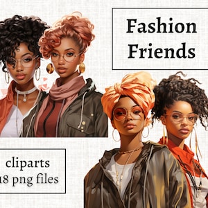 Moderne Freunde Clipart Bundle, Beste Freunde Clipart, Soul Sisters Clipart, Besties Clipart Bundle, BFF Clipart PNG, Modische Mädchen PNG