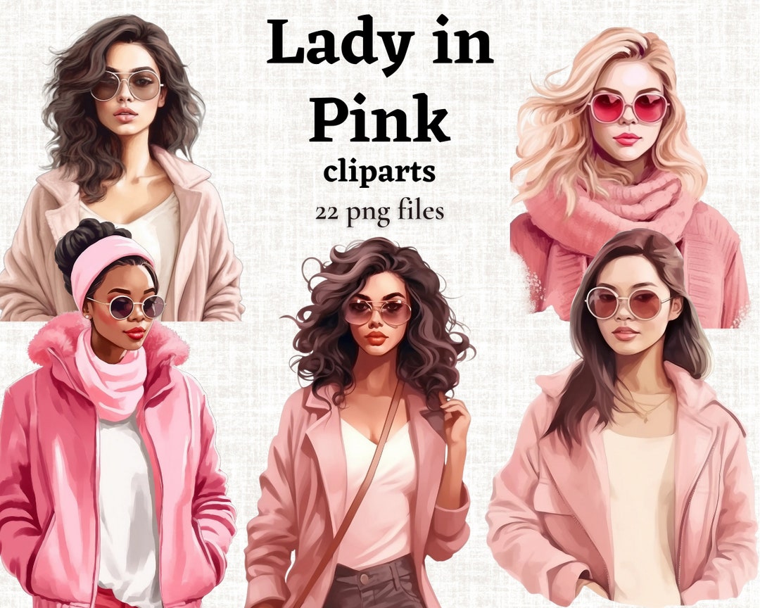 Lady in Pink Clipart, Girl in Pink PNG, Fashion Girl Clipart, Fashion