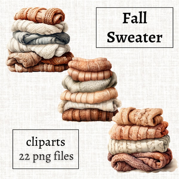 Autumn Sweater Clipart Bundle, Sweater Weather PNG, Fall Clothes Illustration, Cozy Fall Clipart, Autumn Aesthetics, Winter Season PNG