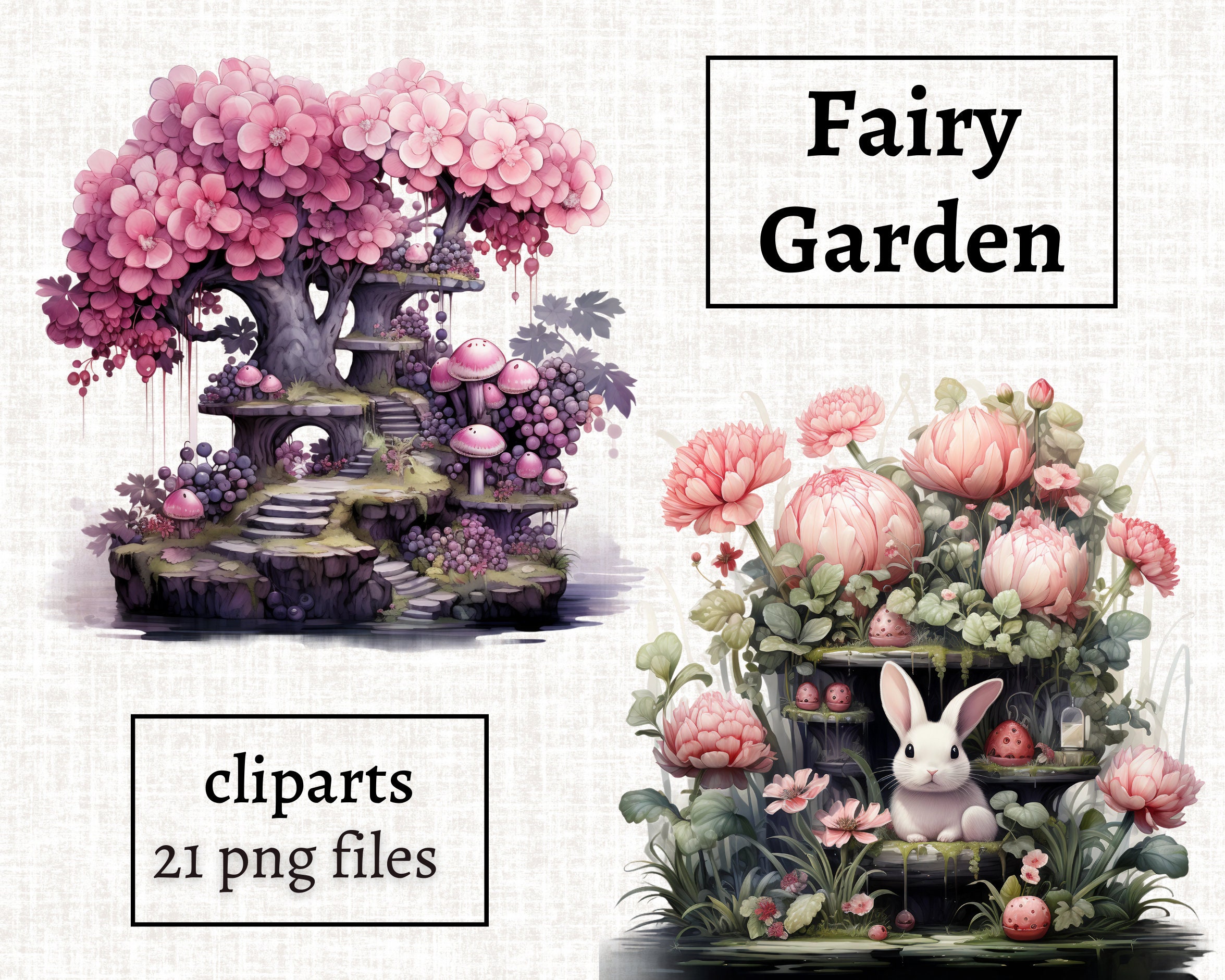 Fairy Garden Clipart Bundle Watercolor Fairy Garden PNG - Etsy