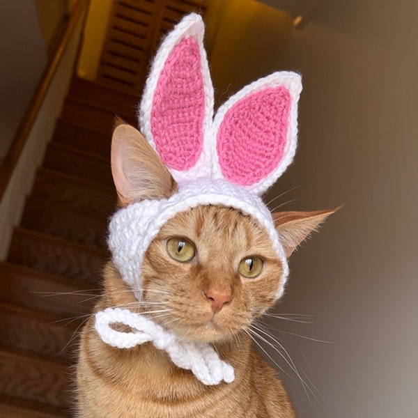 Bunny Ears for Cats, Easter Bunny costume for Cats, Easter Cat, Cat Bunny Hat, Easter Rabbit Hat, Crochet Bunny Ears