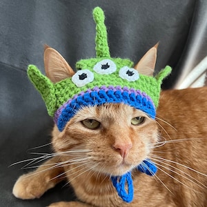 Alien Cat Costume, Toy Story Alien Cat Hat, Crochet UFO Cat Hat