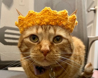 Cat Crown, Cat Tiara, Cat King or Queen Costume, Crochet Crown for Pets, Tiara for Pets, Cat photo shoot prop