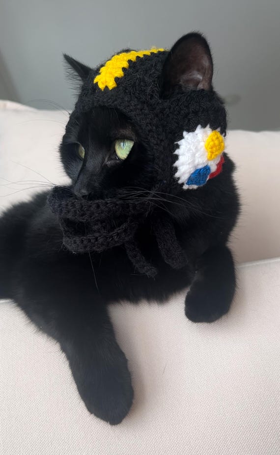 black cat football helmet Crochet Football Helmet Cat Hat Pattern: Customizable PDF Digital Download  (intermediate)