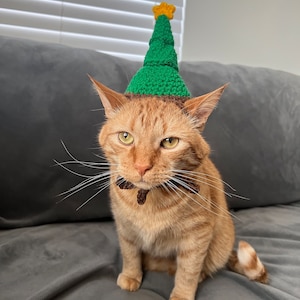 Christmas Tree Hat for Cats, Christmas Tree Cat Costume, Christmas Cat Hat, Crochet Christmas Tree Hat for pets