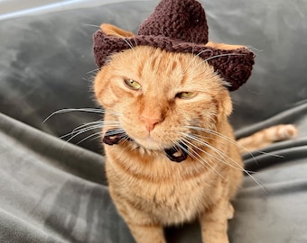Cowboy Cat Hat Crochet Pattern (PDF Digital Download)