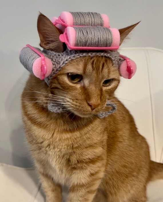 小物 ANDWANG Fluffy cat knit hat Cat Hat - Fox Look - Soft Fluffy Knited Hat for Cat Brown