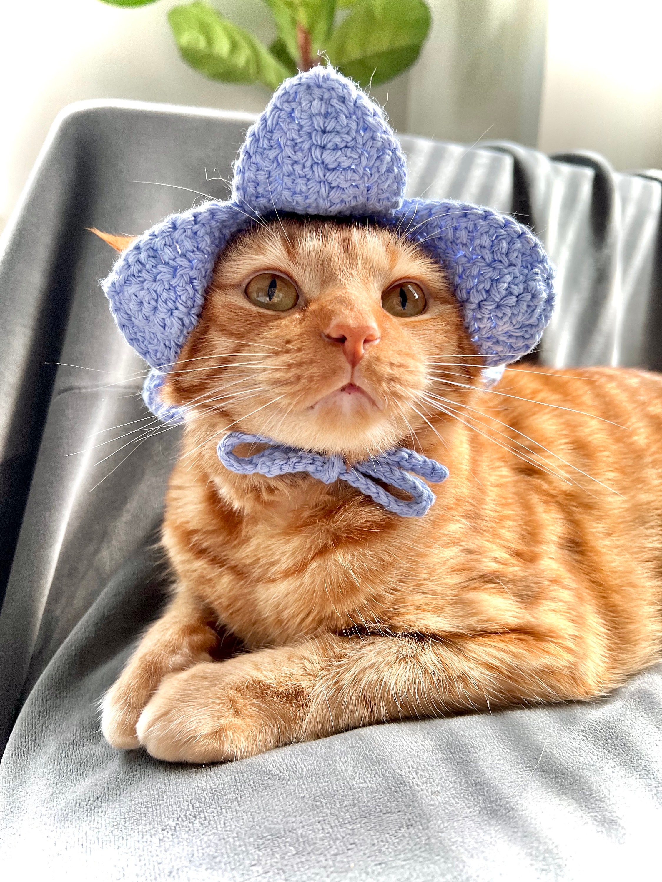かぎ針編みの花柄猫帽子：ブルーベルペットコスチューム - Etsy 日本